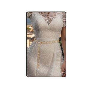 7311 Womens Fashionable Gold Chain Link Waist Belt Vintage Exotic O Rings